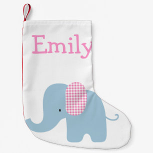 Pink and Blue Baby Elephant Small Christmas Stocking