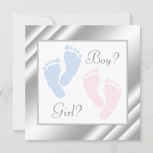 Pink Blue Baby Feet Footprint Gender Reveal Party Invites