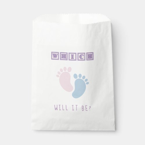 Pink and Blue Baby Feet Gender Reveal Shower Favor Bag