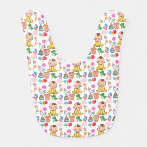 Pink and Blue Baby Footprints and Blocks baby Bib
