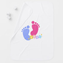 Pink and Blue Baby Footprints and Blocks