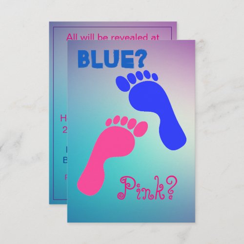 Pink and Blue Baby Footprints  Invitation