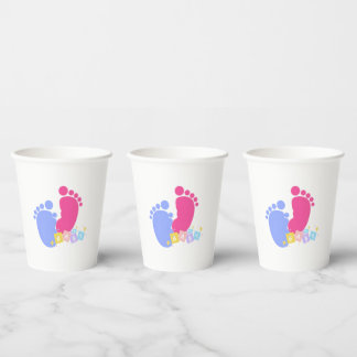 Pink and Blue Baby Footprints Paper Cups