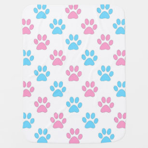 Pink and blue baby paws blanket