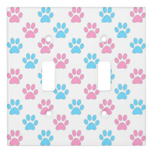 Pink and blue baby paws pattern light switch cover