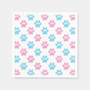 Pink and blue baby paws pattern napkins