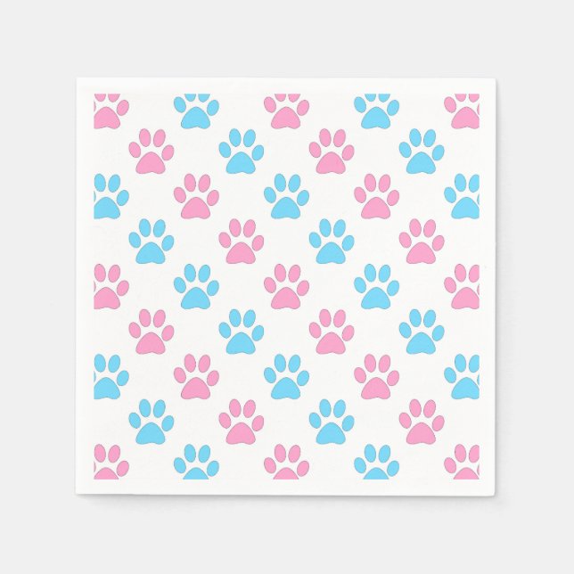 Pink and blue baby paws pattern napkins (Front)