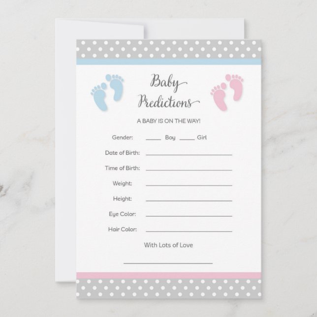 Pink and Blue Baby Prediction Card (Front)