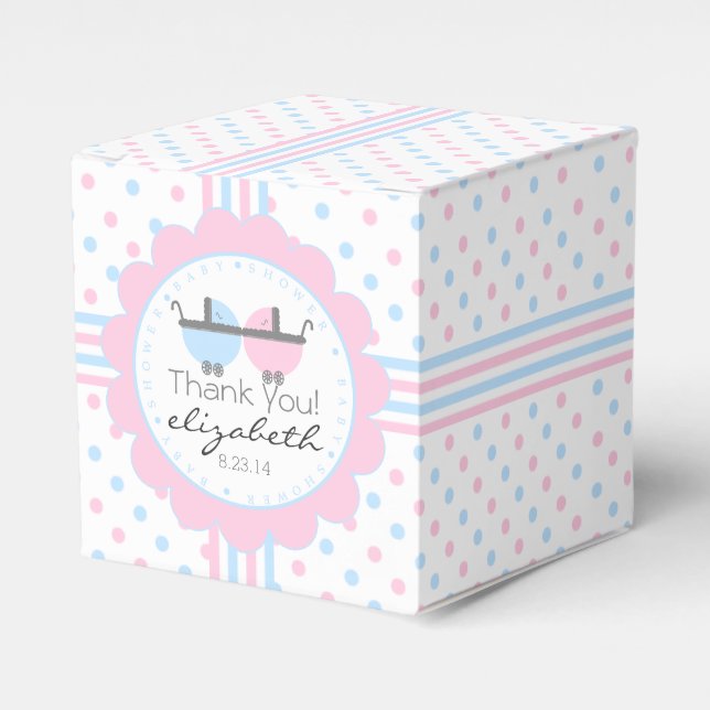 Pink and Blue Baby Shower Favor Boxes (Front Side)
