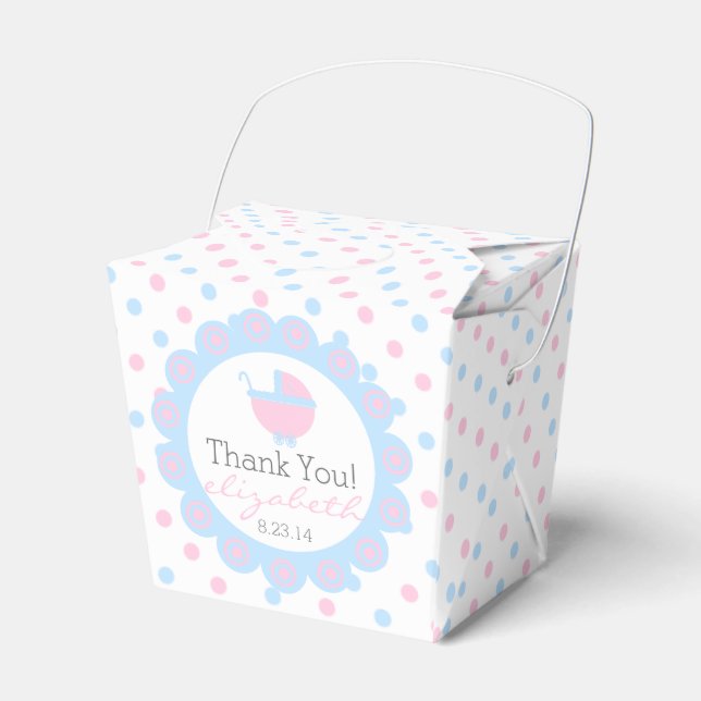 Pink and Blue-Baby Shower Favor Boxes (Front Side)
