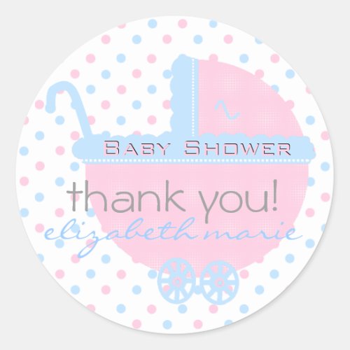 Pink and Blue_Baby Shower Favor Classic Round Sticker