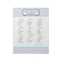 Pink and Blue Baby Shower Game - purse game Notepad