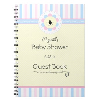 Pink And Blue-baby Shower Guest Book- Notebook by hungaricanprincess at Zazzle