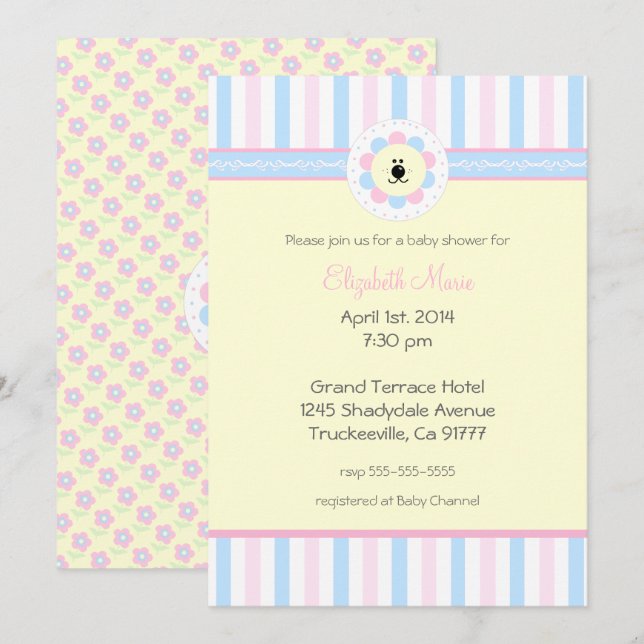 Pink and Blue-Baby Shower- Invitation (Front/Back)