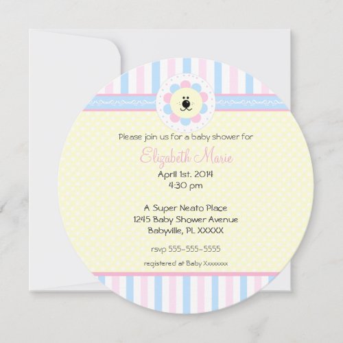 Pink and Blue Baby Shower_Round Invitation