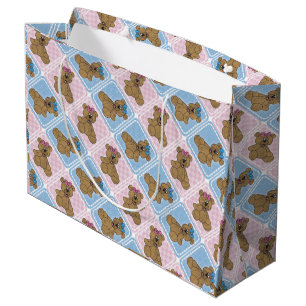 Pink and Blue Baby Teddy Bears Large Gift Bag