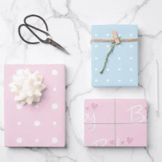 Pink and Blue Baby Wrapping Paper Sheets