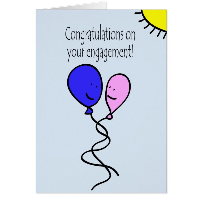 Pink and Blue Ballon Engagement Congratulations Greeting Card