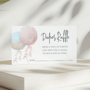 Pink and Blue Balloon Gender Reveal Diaper Raffle Enclosure Card