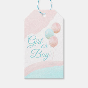 Pink and Blue Balloons Boy or Girl Gender Reveal Gift Tags