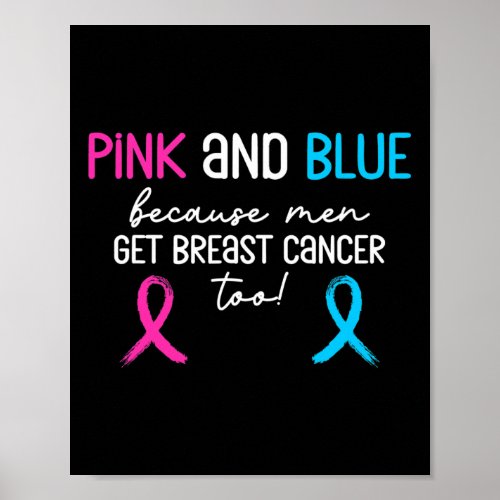 Pink And Blue Because Men Get Breast Cancer Too Su Poster