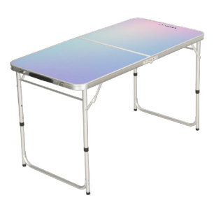 Pink and blue blurred background beer pong table