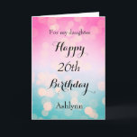 Pink and Blue Bokeh 26th Birthday Card<br><div class="desc">A beautiful bokeh blue and pink 26th birthday card for granddaughter,  daughter,  niece,  etc. The front of this modern 26th birthday card can be easily personalized with her name. The inside card message can also be personalized. This would make a beautiful twenty sixth birthday card keepsake for her.</div>