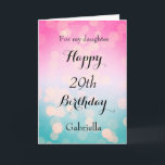 Pink and Blue Bokeh 29th Birthday Card<br><div class="desc">A pretty bokeh blue and pink 29th birthday card for daughter,  granddaughter,  niece,  etc. The front of this modern 29th birthday can be easily personalized with her name. The inside card message can also be personalized. This would make a great birthday keepsake for her twenty ninth birthday.</div>