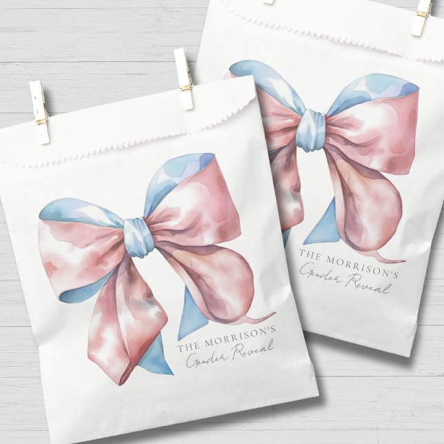 Pink And Blue Bow Gender Reveal Favor Bag (Pink And Blue Bow Gender Reveal Favor Bag )