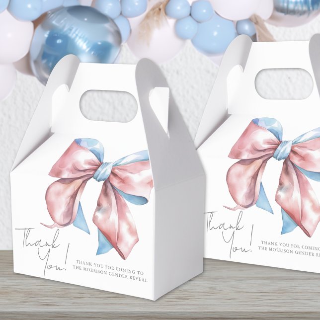 Pink And Blue Bow Gender Reveal Favor Boxes (Pink And Blue Bow Gender Reveal Favor Boxes)
