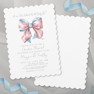 Pink And Blue Bow Gender Reveal Invitation