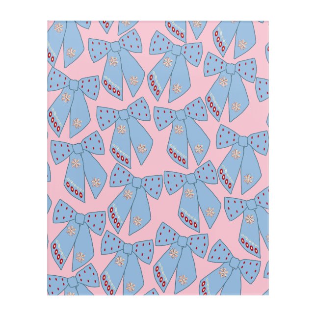 Pink And Blue Bows Acrylic Print (Front)