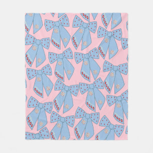 Pink And Blue Bows Fleece Blanket