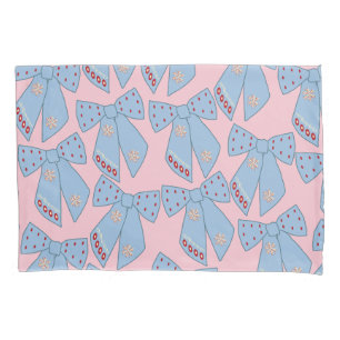 Pink And Blue Bows Pillow Case
