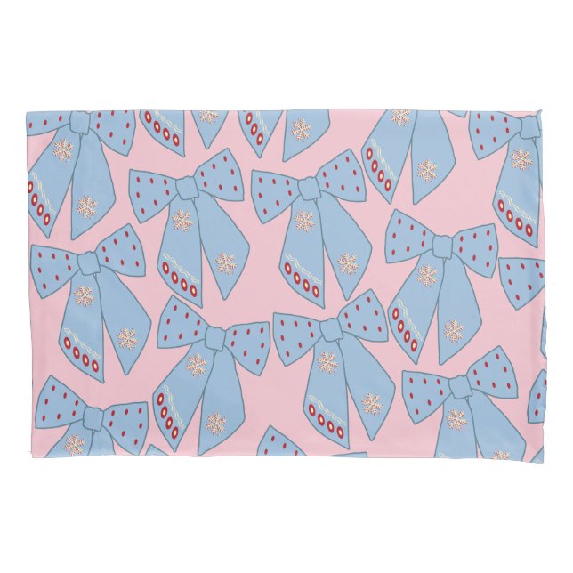 Pink And Blue Bows Pillow Case (Front)