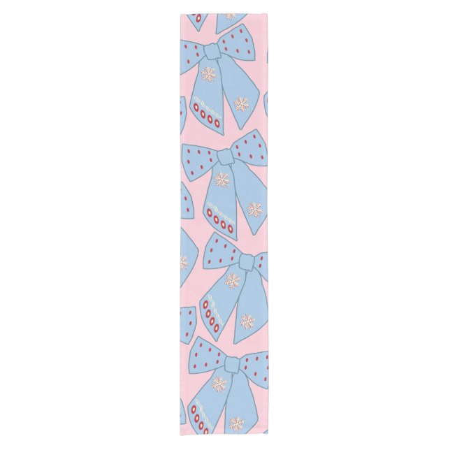 Pink And Blue Bows Short Table Runner (Front)