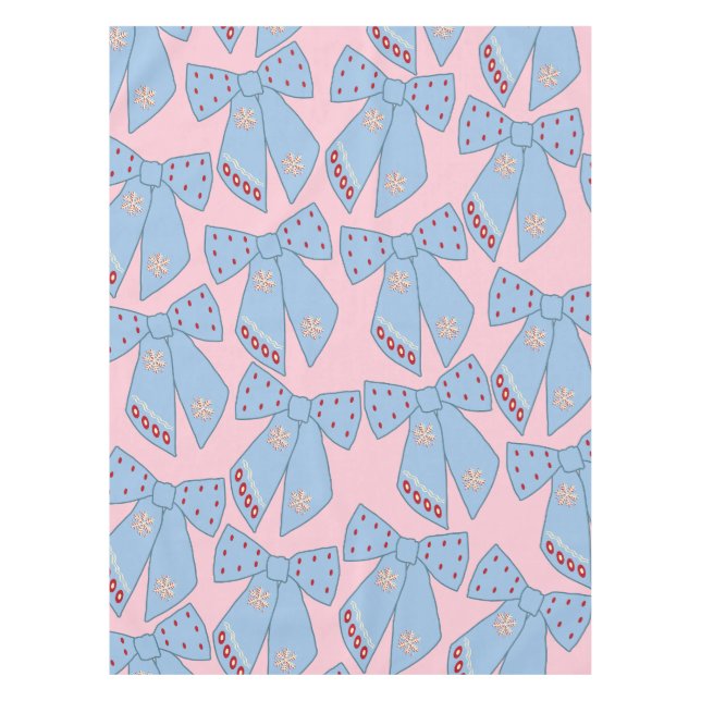 Pink And Blue Bows Tablecloth (Front)