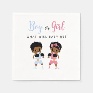 Pink and Blue Boxing Gender Reveal Party Napkins