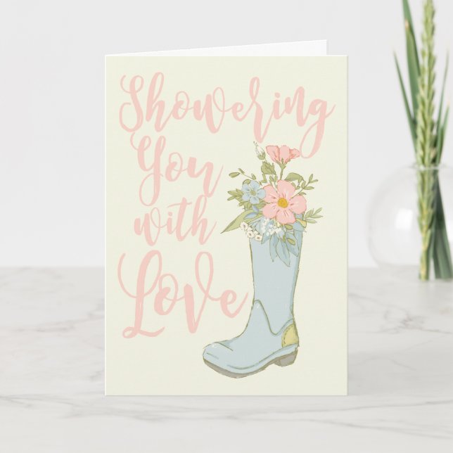 Pink and Blue Bridal Shower Greeting Card (Front)