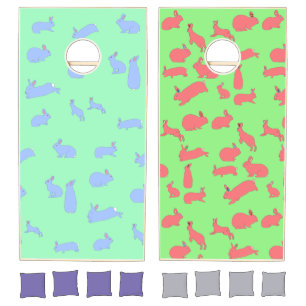 Pink and Blue Bunny beanbag toss Cornhole Set