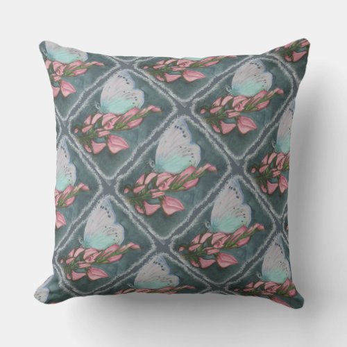 PINK AND BLUE BUTTERFLY THROW PILLOW