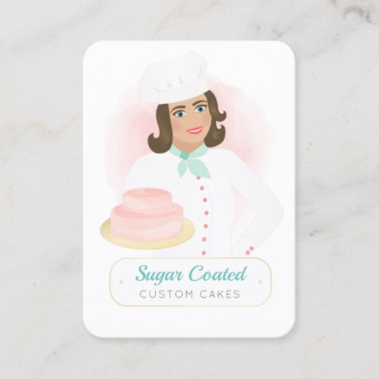 Pink and Blue Cake and Bakery Cartoon Animated Business Card | Zazzle.com