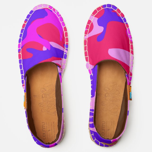 Pink and Blue Camouflage Abstract Pattern Espadrilles (Front)