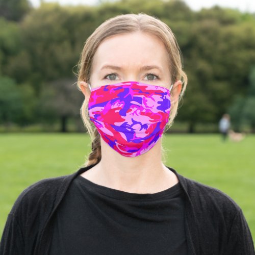 Pink and Blue Camouflage Abstract Pattern ZSSG Adult Cloth Face Mask