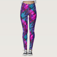 Pink and Blue Camouflage Camo Leggings