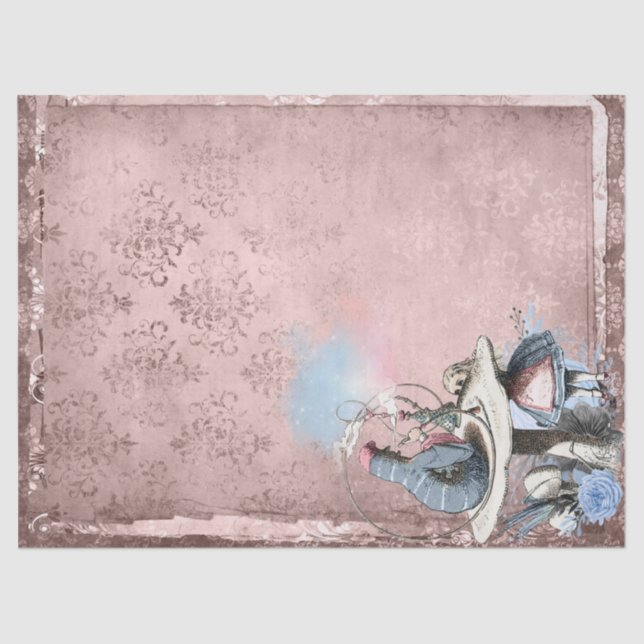 Pink and Blue Caterpillar Alice in Wonderland Tissue Paper (Front)