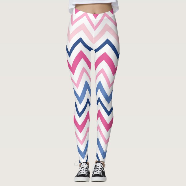 Pink and Blue Chevron Leggings (Front)