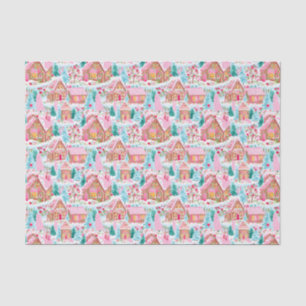 Pink and Blue Christmas Gingerbread Town Tissue Paper
