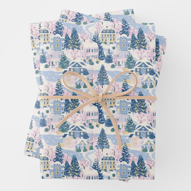 Pink and Blue Christmas Wrapping Paper (In situ)