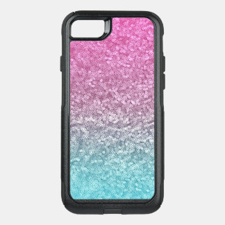 Pink and Blue Circle Sparkle Shiny Shimmer Glitter OtterBox Commuter iPhone SE/8/7 Case